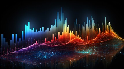 Abstract visualization of big data analytics with colorful graphs