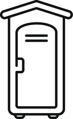 Simple black and white line drawing of a portable toilet, ideal for websites and mobile apps
