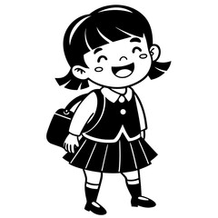 Happy little kid going to school vector illustration 