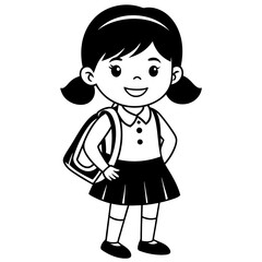 Happy little kid going to school vector illustration 