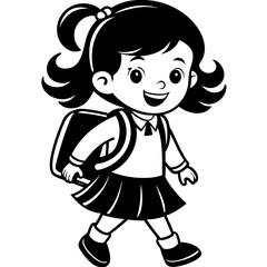 Happy little kid going to school vector illustration 