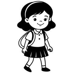 Happy little kid going to school vector illustration 