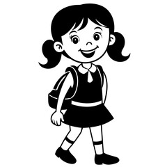 Happy little kid going to school vector illustration 
