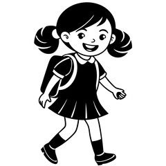 Happy little kid going to school vector illustration 