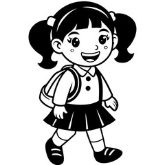 Happy little kid going to school vector illustration 