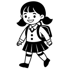 Happy little kid going to school vector illustration 