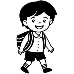 Happy little kid going to school vector illustration 