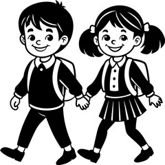 Happy little kid going to school vector illustration 