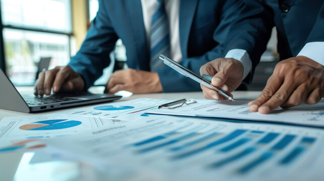 Consultants conducting a financial projection analysis, discussing future revenue streams and potential investments.