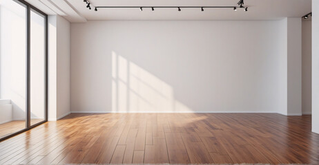 Contemporary Minimalist Room: White Wall and Wooden Floor Setting
