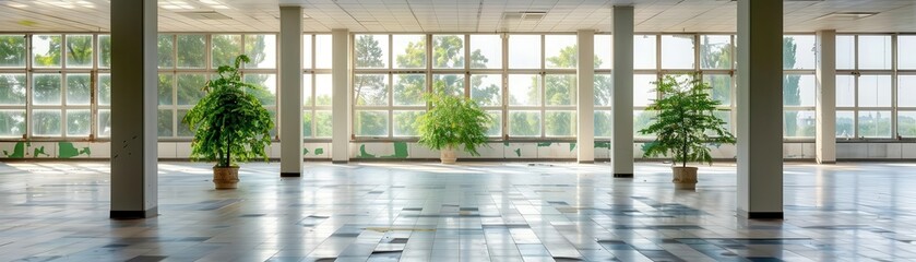 Fototapeta premium Abandoned office space, layoffs, jobless, deflation effects
