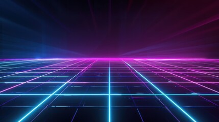 Neon Grid in Dark Space