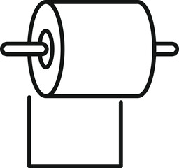 Simple line art of a toilet paper roll hanging on a holder