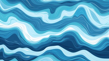 Fototapeta premium ocean waves flat design top view abstract water ocean wave cartoon drawing vivid