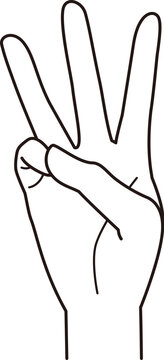 recommend clip art: 3を表している手-2