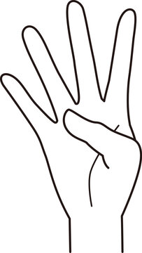 recommend clip art: 4を表している手-2