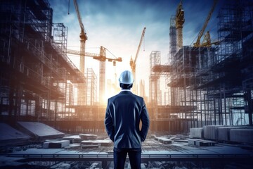 Building blueprint construction site architecture factory hardhat.