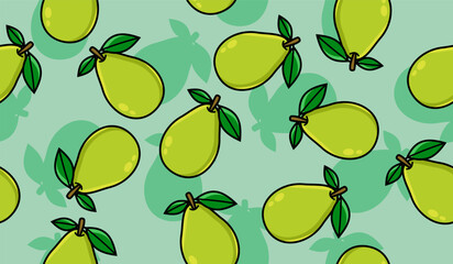 Cute pear fruits pattern background vector design