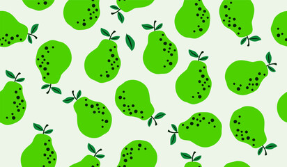 Cute pear fruits pattern background vector design
