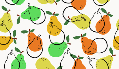Fototapeta premium Cute pear fruits pattern background vector design
