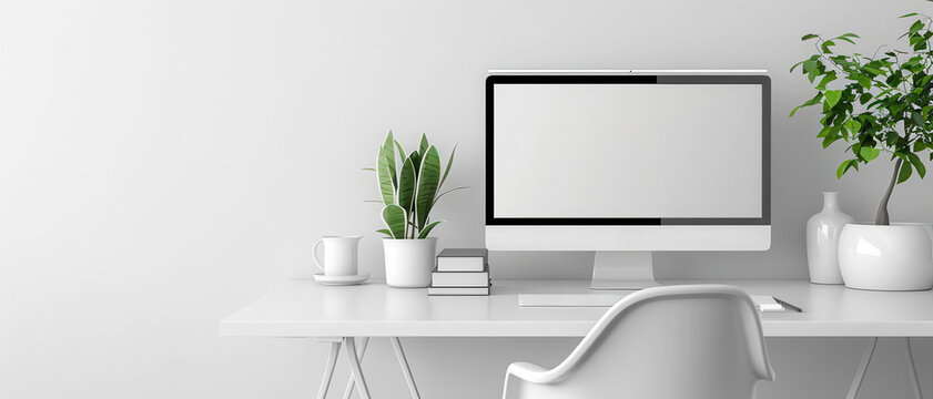 Minimalist workspace with sleek design, productivity and focus, office setup