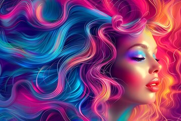 Portrait of a woman with vibrant flowing hair