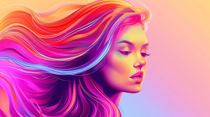 Portrait of a woman with vibrant flowing hair