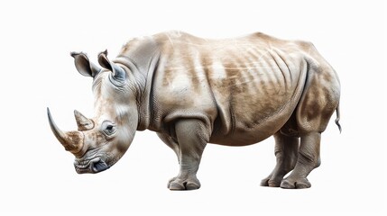Obraz premium White Rhino Portrait with a White Background