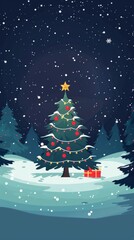 Obraz premium Abstract Celebration Background Wallpaper, Minimalist Flat Illustration for Christmas, Winter Holidays, and Festive Party Concepts. AI-Generated High-Quality Visual for Commercial Advertising, Marketi