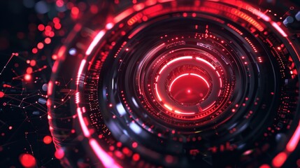 Abstract Red and Black Circular Technology Design