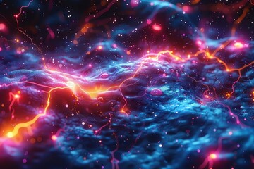 Obraz premium A digital artwork that visualizes the complex workings of the brain through vibrant colors and patterns.