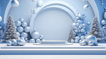 3D scene couple deer with blue background.