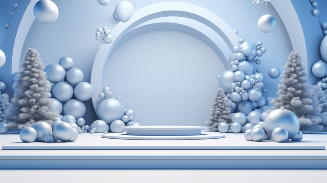 3D scene couple deer with blue background.