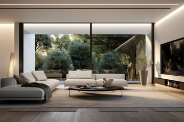 Fototapeta premium Minimalist interior living room architecture furniture building.
