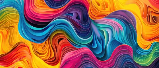 Fototapeta premium wavy lines and figures in abstract colorful design, a stunning and eye-catching visual effect
