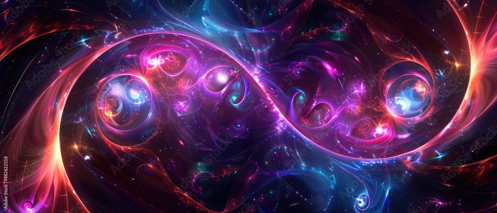 Canvas Prints abstract design featuring neon fractal patterns in space, a stunning and otherworldly atmosphere