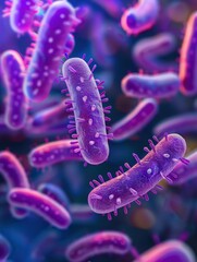 Fototapeta premium Vibrant Visualization of Gut Microbiome: Essential Intestinal Bacteria in Action