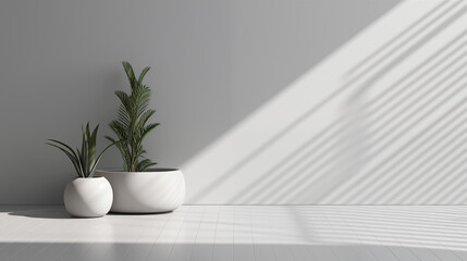 abstract 3d interior scene with white ball and sunlight with gray background color.