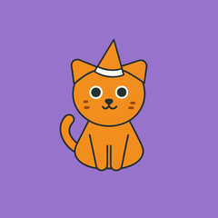 Cute cat with a hat vector illustration