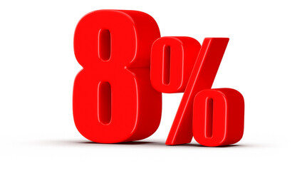 8 Percent Off Sale Red Number 3D