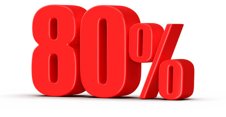 80 Percent Off Sale Red Number 3D