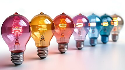 a row of colorful light bulbs sitting next to each other.