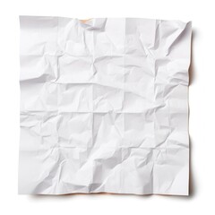 Piece of wrinkled paper backgrounds white white background.