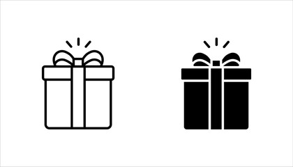 Gift icon set, gift box vector sign, present flat linear symbol, present linear icon, on a white background.