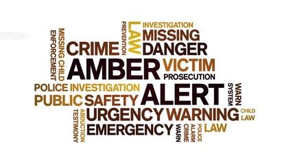 Amber Alert animated word cloud;text design animation tag kinetic typography seamless loop.