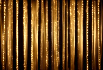 gold technology hanging created curtain lights light illuminated shiny glimmering decorative stage event