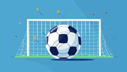 Football goal block, defensive athletics, flat design illustration
