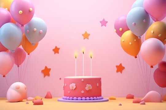 Cute brithday fantasy background dessert balloon party.