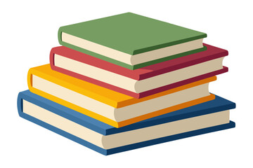 A pile of books in a flat-style vector illustration 

