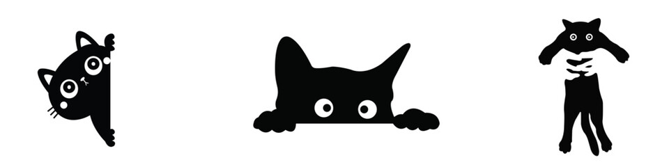 Curious cats collection,cats peeking out the window,  
 Funny cats tattoo, Black cats tattoo vector,
Peeking pets, Cat Illustrations for tattoos,  
Cartoon cats at the window,Playful cats 